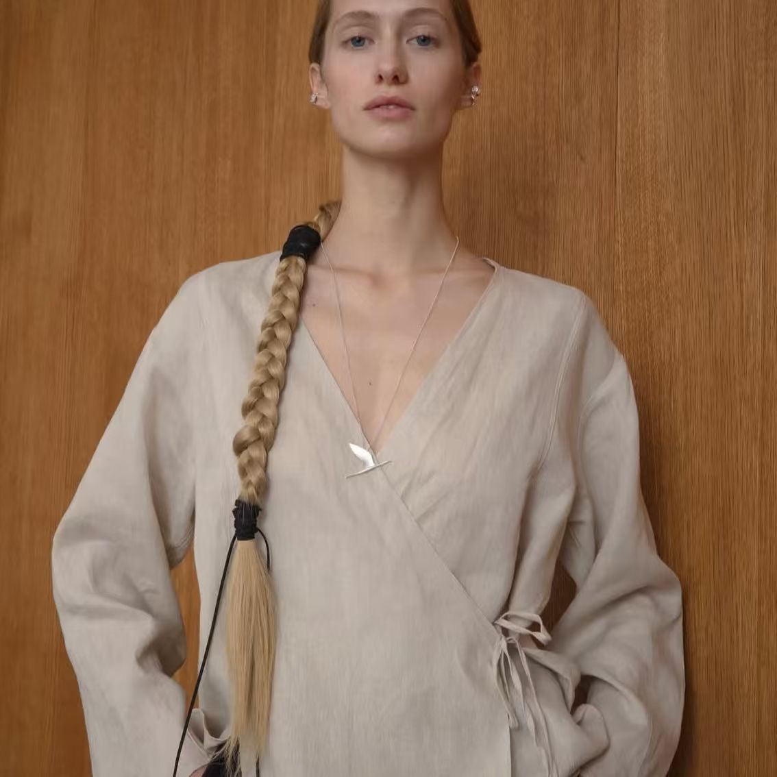 crane pendant sweater necklace