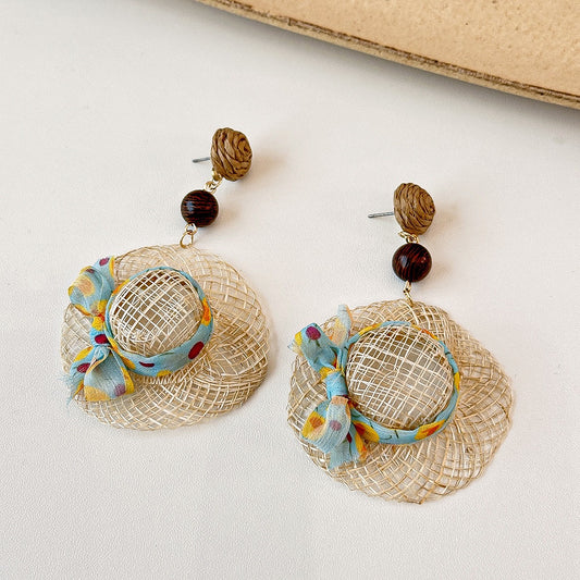 Straw Hat Earrings