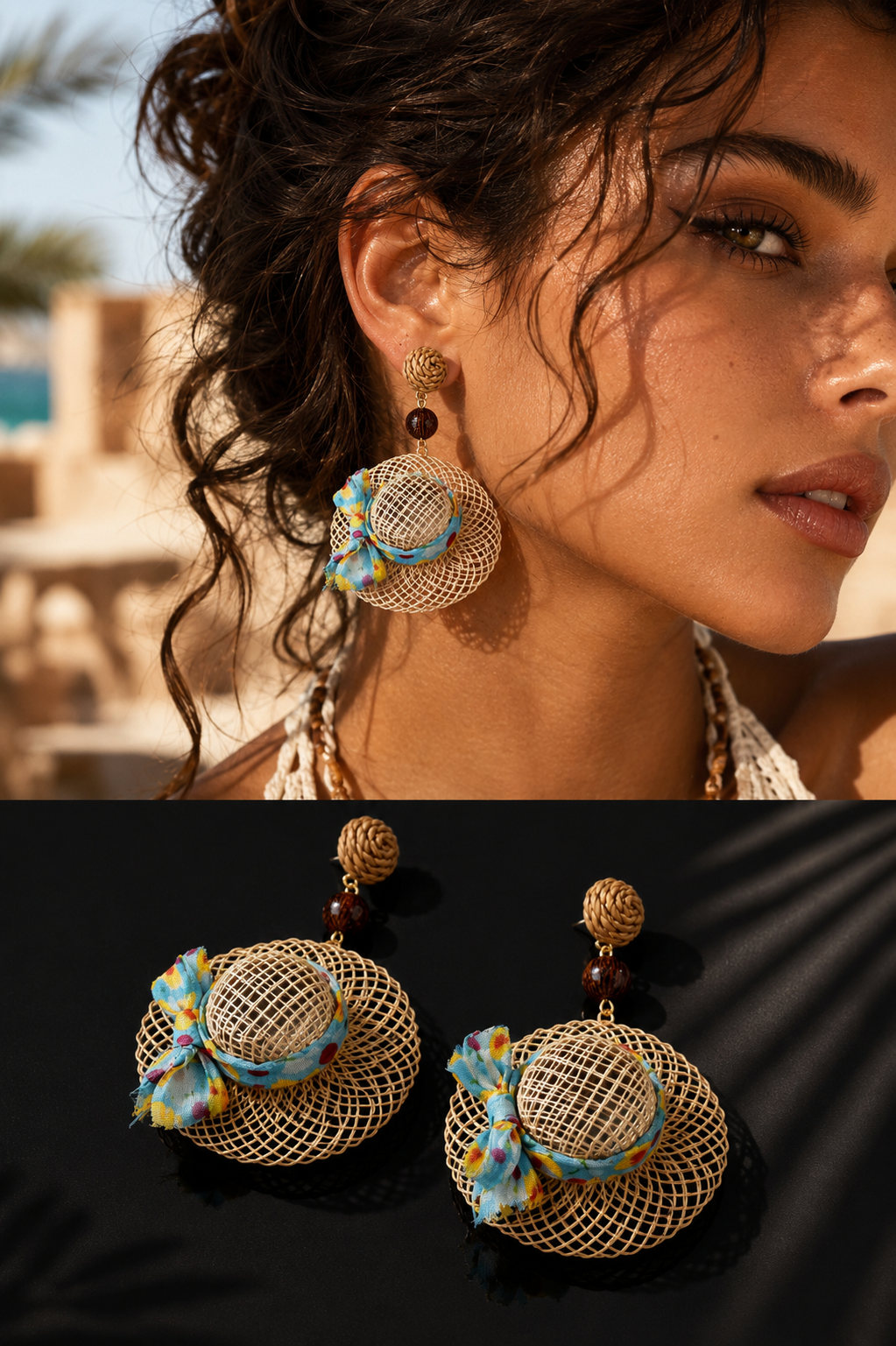 Straw Hat Earrings